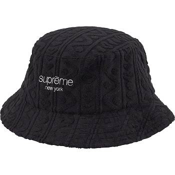 Black Supreme Terry Pattern Crusher Hats | Supreme 490PQ